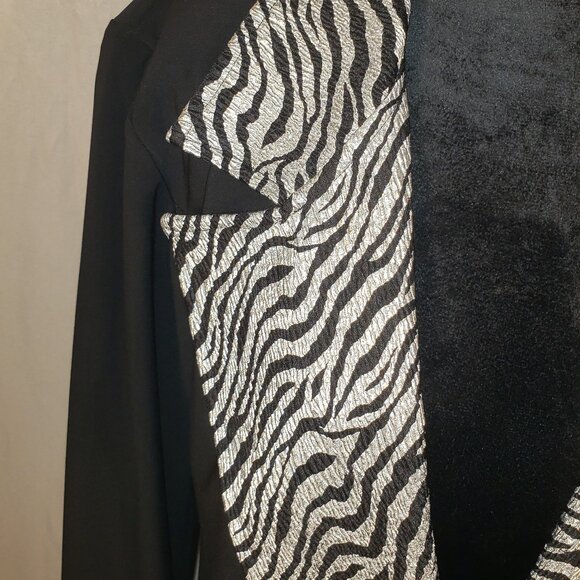 Artex Black & Silver Zebra Print Jacket, Size M - Picture 2 of 5